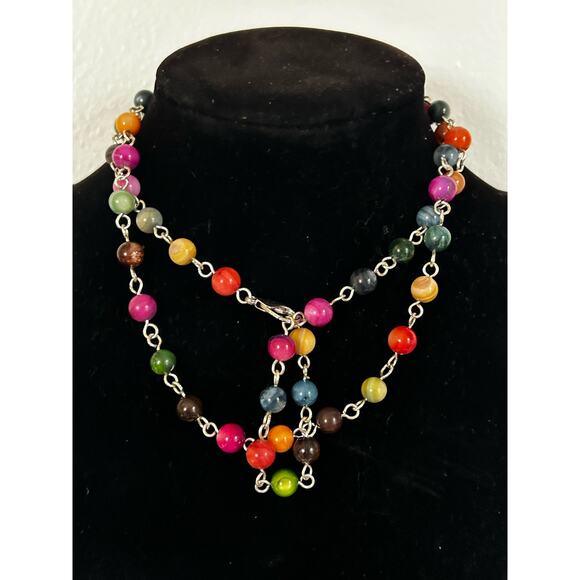 Handmade Wirewrapped Multicolored Crystal Quartz Completely Adjustable Necklace - Picture 7 of 8